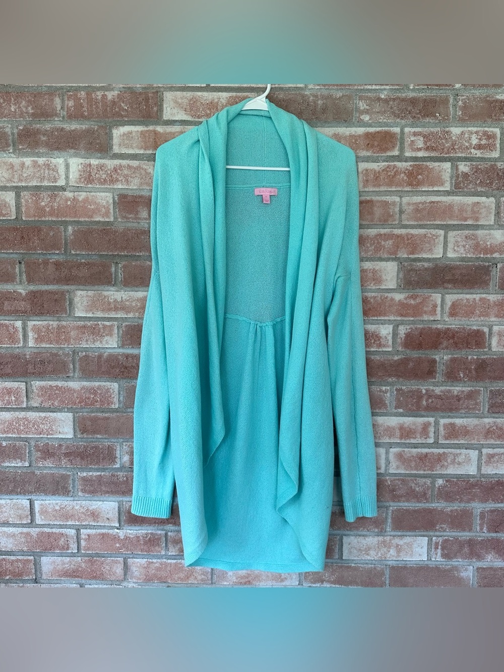 Lilly Pulitzer Cardigan Women’s Medium Turquoise Cotton Long Open Front Preppy